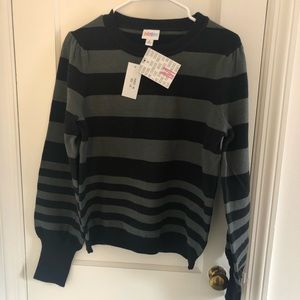 New Medium LuLaRoe Black and Gray Striped Piper